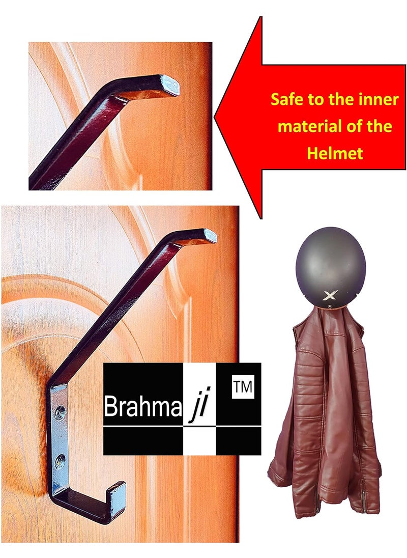 Brahmaji Brahmaji Helmet Holder Cum Keys Jacket Hook Wall mountable Laptop Bag mask Umbrella Helmet Multipurpose Organizer Hook Special Edition Extra Safe 2025 Model Pack of 3 Black  - Image 4