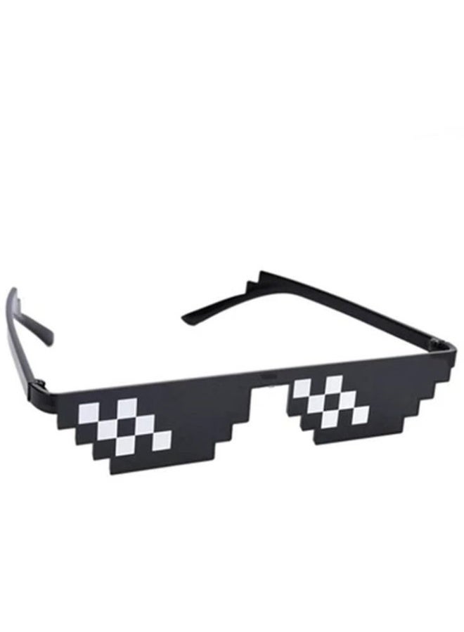 Black fun party Sunglasses, Unique 8 Bit Pixel Mosaic Cool Glasses, Pixel Sunglasses for Parties and Dress Up, Funny Mosaic Eyewear Unisex for Celebrations and Parties - Image 1