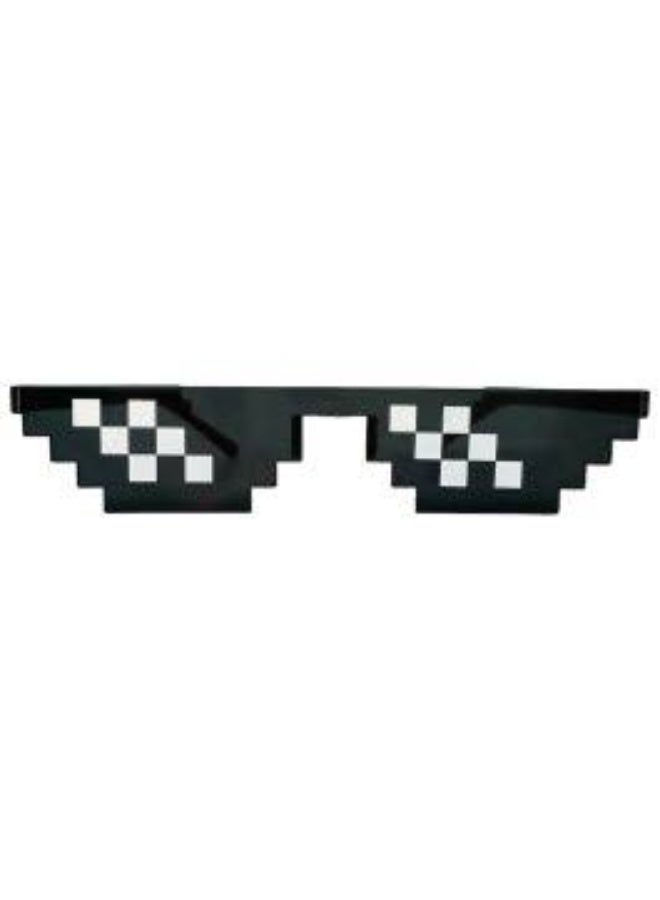 Black fun party Sunglasses, Unique 8 Bit Pixel Mosaic Cool Glasses, Pixel Sunglasses for Parties and Dress Up, Funny Mosaic Eyewear Unisex for Celebrations and Parties - Image 2