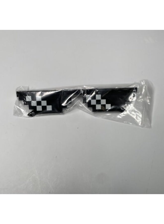 Black fun party Sunglasses, Unique 8 Bit Pixel Mosaic Cool Glasses, Pixel Sunglasses for Parties and Dress Up, Funny Mosaic Eyewear Unisex for Celebrations and Parties - Image 3
