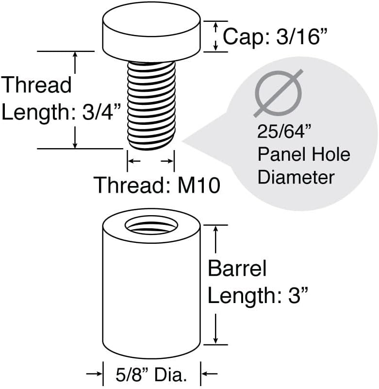 OUTWATER Stainless Steel Standoff 5/8 Inch Diameter x 3 Inch Barrel Length Brushed Finish for PVC, Glass and Acrylic Sign Stand Off Wall Anchors and Screws 2 Piece Small Sign Pack - Image 2
