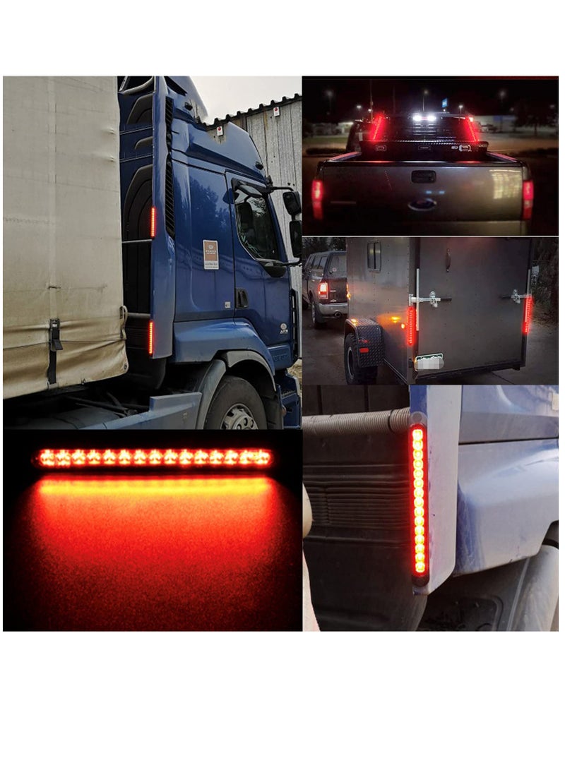 مجموعة مصابيح الفرامل الخلفية للمقطورة المقاومة للماء 15 LED - مصابيح توقف وانعطاف خلفية حمراء للقوارب البحرية وعربات الجولف والشاحنات الوعرة والمركبات الترفيهية ومركبات UTV ومركبات ATV - مجموعة مصابيح شريط الفرامل المكونة من قطعتين - Image 2
