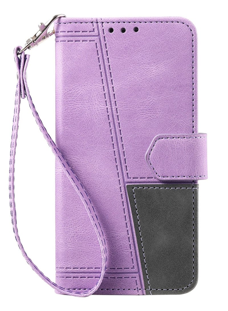 Suteni Splice Flip Cover Leather Hidden Card Slots Phone Case for iPhone - Image 1