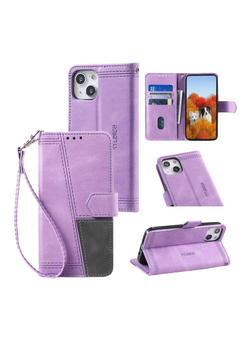 Suteni Splice Flip Cover Leather Hidden Card Slots Phone Case for iPhone - Image 2