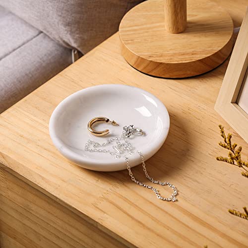 Natust Natural Marble Travertine Ring Dish Jewelry Tray 5.5" for Women, Marble Trinket Dish for Key Earring Nightstand, Mother's Day Engagement Birthday Gift - Italian White - Image 3