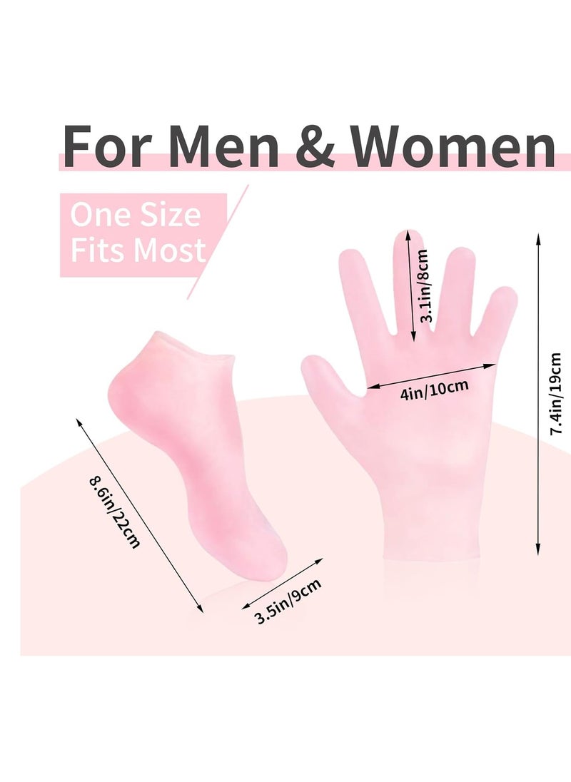 MoyRetty - MoyRetty 2 Pairs Moisturizing Glove Socks Set, Silicone Gel Spa Socks for Dry Cracked Skin,Silicone Gel Heel Socks Anti Slip,for Foot Hand Softening, Calluses, Foot Care After Pedicure(Pink) - Image 1