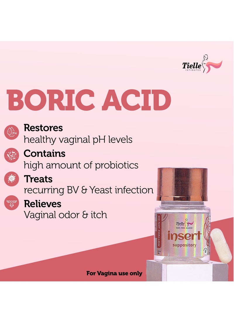 Tielle INTIMATES Tielle Boric Acid feminine inserts|With Probiotics| 600mg | Intimate health support  - Image 4