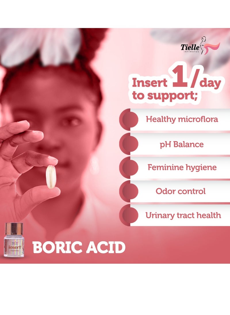 Tielle INTIMATES - Tielle Boric Acid feminine inserts|With Probiotics| 600mg | Intimate health support - Image 1