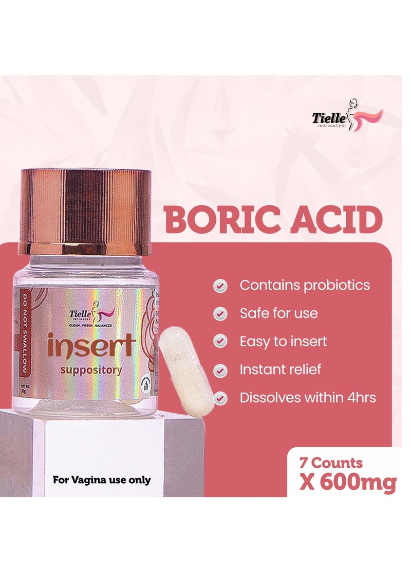 Tielle INTIMATES Tielle Boric Acid feminine inserts|With Probiotics| 600mg | Intimate health support  - Image 2