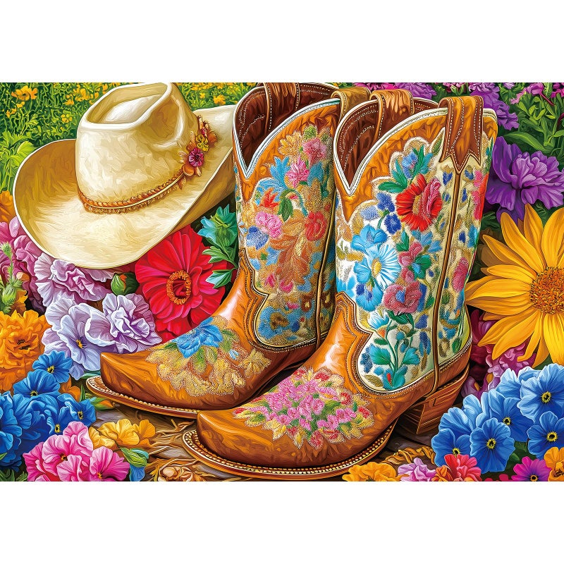 MINIWAN Cowboy Boot Hat 300 Piece Puzzle for Adults Fun Puzzles for Adults 300 Pieces with HD Print Poster17 X 11 Dust Free for Gifts Birthday Holiday Party Family Games Lovers - Image 3