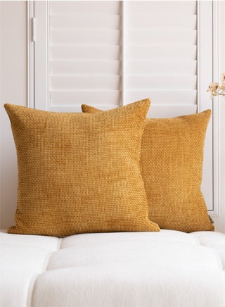 a moment Mustard Yellow Chenille Cushion Cover Throw Pillow Covers