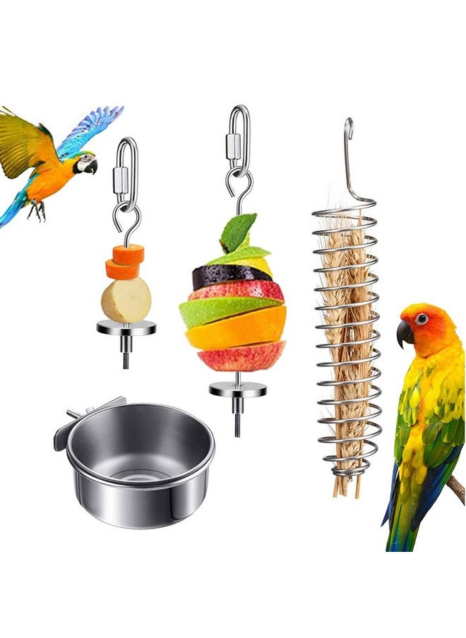 4 Pcs Stainless Steel Parrot Treat Holder, Food Skewer, Bird Fruit and Vegetable Kebab, Meat Stick, Parrot Cage Feeder, Hanging Basket - pzsku/ZE53A703F05D4D2A7232BZ/45/_/1737031899/b7e55b58-304b-4179-b9a1-e2408585ba4f