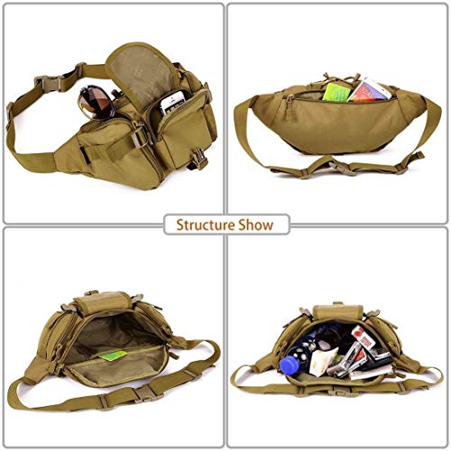 SUKHAD Outdoor Unisex Tactical Military Waist Pack Chest Bag 3 Pocket Holder, 37 X 3 X 16 cm, Brown - Image 2