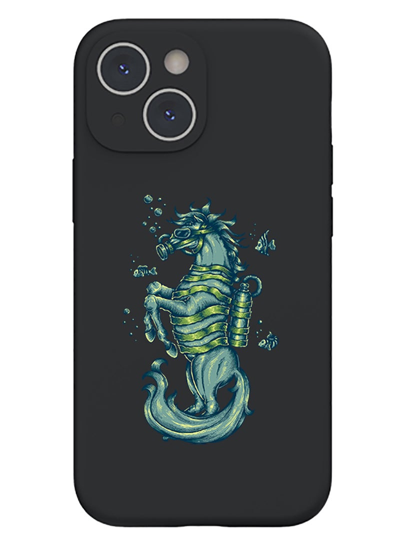 Theodor Protective Slim Fit Case Liquid Silicone Cover with Full Body Protection Anti-Scratch Shockproof Case For iPhone 13 Black  - Smiley copy - Image 1