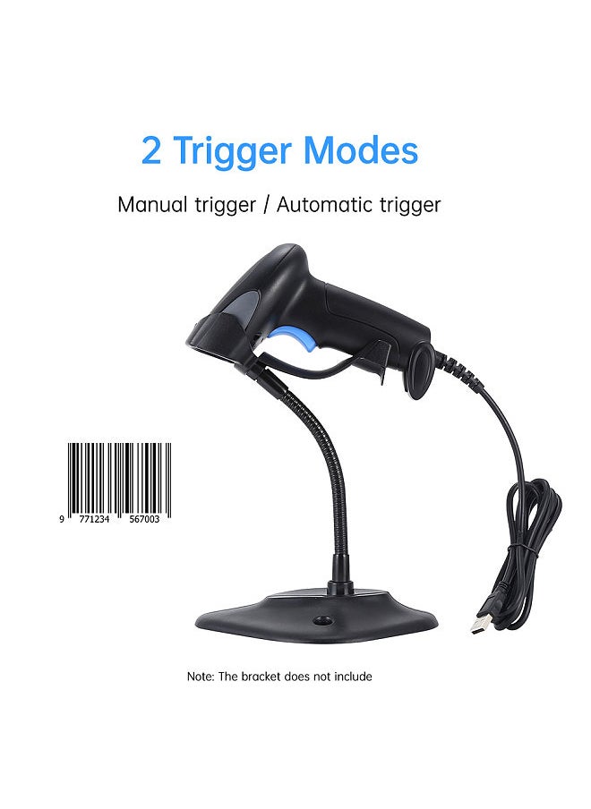 Generic - 1D Laser Barcode Scanner Wired Bar Code Reader With Buzzer and LED Indication Manual/Automatic Trigger USB Port Support Laptop Computer - Image 1