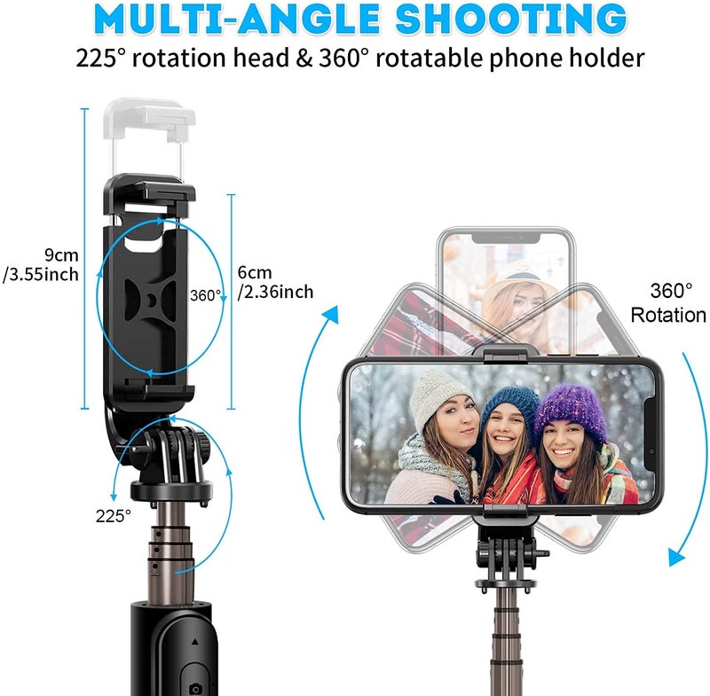 Blushinsta Portable Selfie Stick, Handy Tripod with Detachable Wireless Remote & Mini Tripod Stand for iPhone 17 16 15 14 13 12 11 Pro Xs Max Xr X, All Smartphone (Portable Stick 70 CM) - Image 3