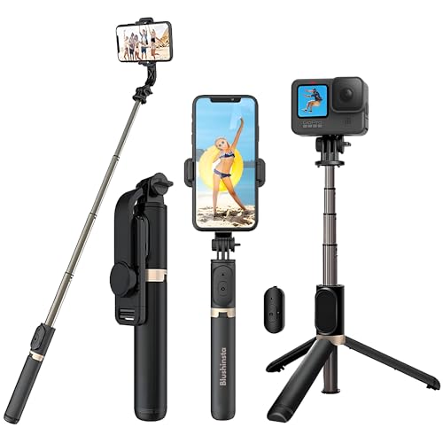 Blushinsta Portable Selfie Stick, Handy Tripod with Detachable Wireless Remote & Mini Tripod Stand for iPhone 17 16 15 14 13 12 11 Pro Xs Max Xr X, All Smartphone (Portable Stick 70 CM) - Image 1