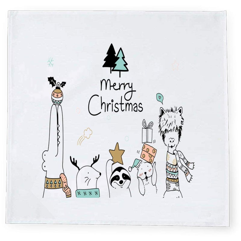 Khakee 6 Pcs Christmas Theme Tafta Silk Table Napkins 10x 10 for Xmas Decoration Christmas OrnamentsChristmas Gift npxmas271P - Image 2