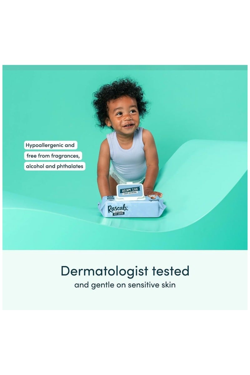 Rascals Premium Sensitive Baby Wipes | Hypoallergenic & Dermatologist Tested Wet Wipes | 99% Natural Formula Baby Travel Wipes - Thick & Plastic Free wet wipes for baby - Pack of 216 (72 x 3) - Image 3