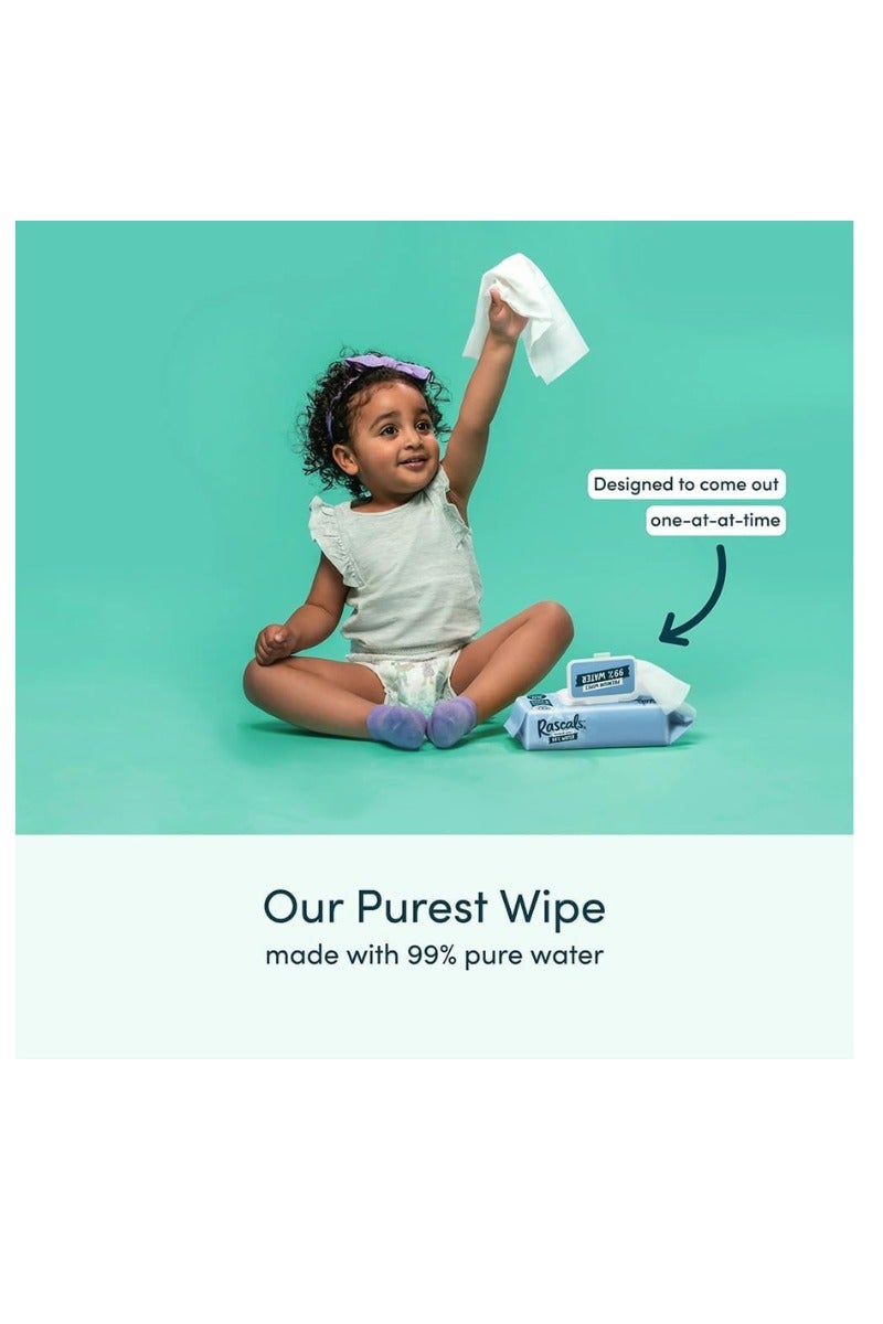 Rascals Premium Sensitive Baby Wipes | Hypoallergenic & Dermatologist Tested Wet Wipes | 99% Natural Formula Baby Travel Wipes - Thick & Plastic Free wet wipes for baby - Pack of 216 (72 x 3) - Image 2