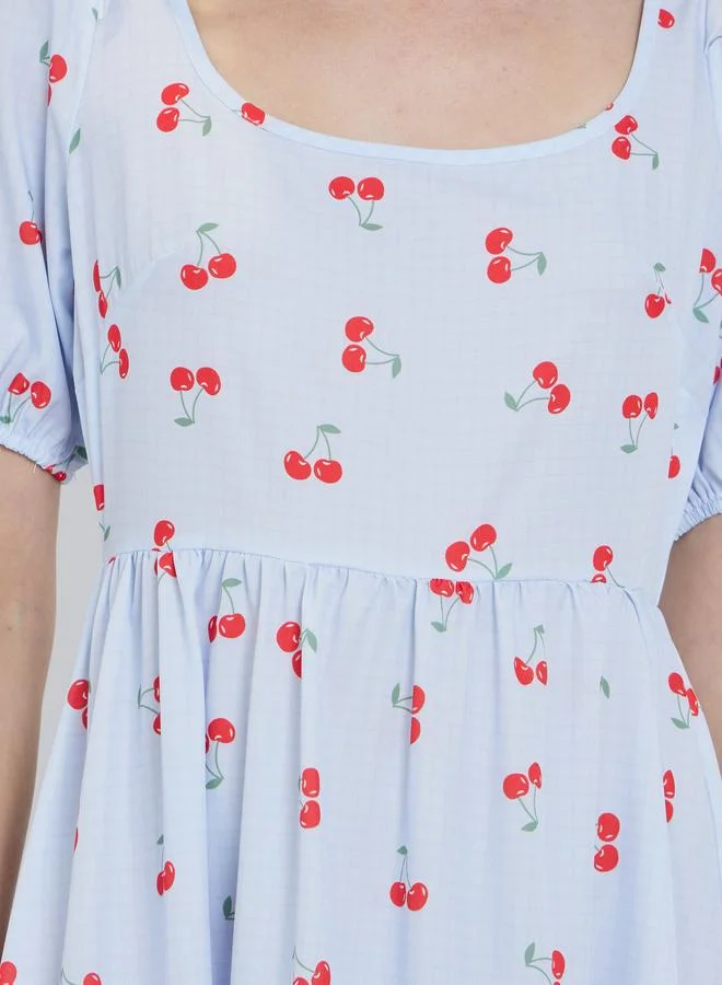 Take Two Take Two Cherry Print A-Line Midi Dress