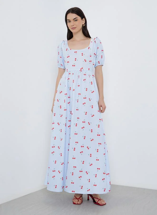 Take Two Take Two Cherry Print A-Line Midi Dress