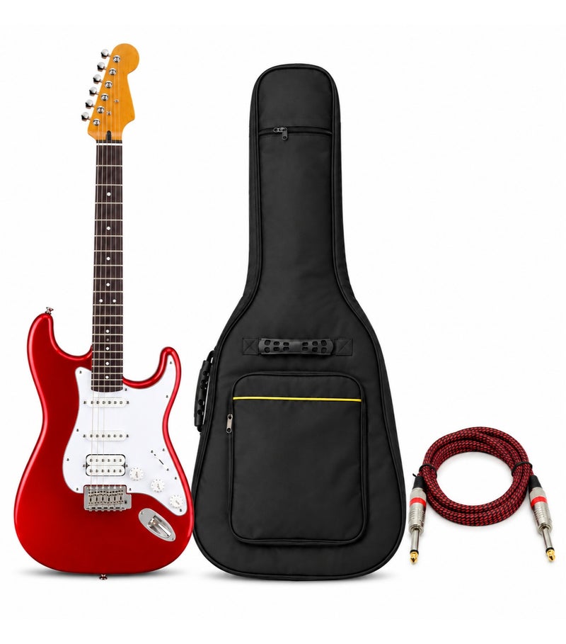 MegArya Electric Guitar 6 String HSS Style with Gig Bag & Instrument Cable, Red Solid Body Guitar with Tremolo Bridge, Beginner Practice & Music Learning Set - Image 2