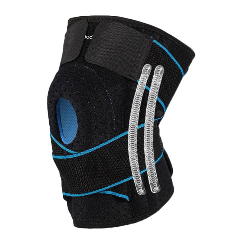 BODVITALS Knee Brace for Women & Men | Adjustable Knee Brace for Women | Knee Compression Sleeve for Knee Pain Relief | Knee Brace with Side Stabilizers | Knee Support for Weightlifting (Blue) - Image 1