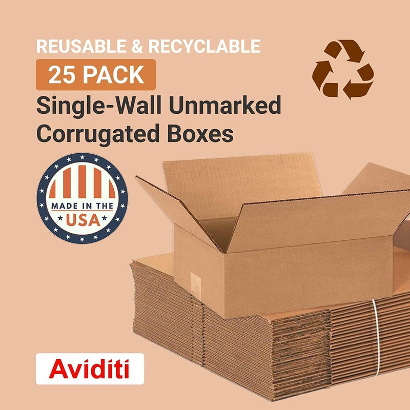 Aviditi صناديق شحن AVIDITI متوسطة 12L x 9W x 4H 25Pack صندوق كرتوني مضلع للنقل والبريد والتعبئة والتخزين 12x9x4 - Image 3