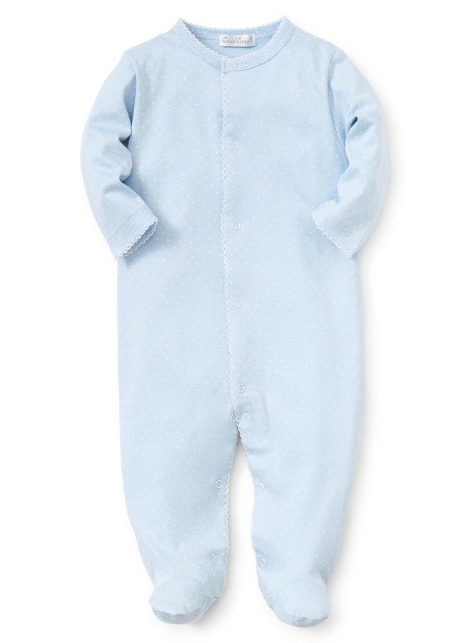 kissy kissy Baby Boys New Kissy Dots Print Snap Front Footie Pajamas, Light Blue/White, 3-6 Months - Image 1