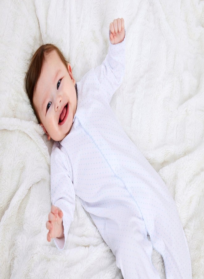 kissy kissy Baby Boys New Kissy Dots Print Snap Front Footie Pajamas, Light Blue/White, 3-6 Months - Image 2