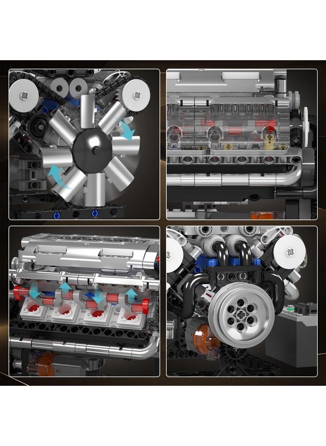 mould king 10088 V8 Engine Model Kit - 535 Pcs To Build Your Own Mini Engine That Works - Diy Stem Project For Kids/Teens, Hobby Building Blocks Kit For Adults  - Image 3