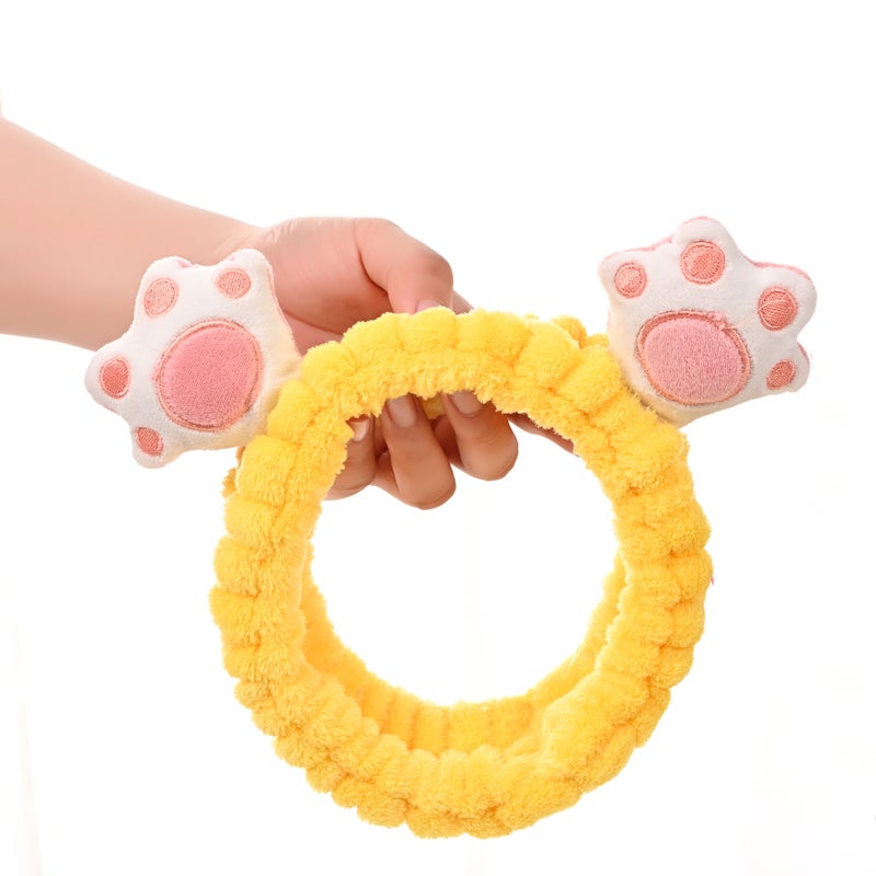 Generic Korean Style Cute Cartoon Cat Claw Bear Palm Headband Face Wash Hair Band Internet Celebrity TikTok Quick Hand Hair Band for Girls 6 yellow