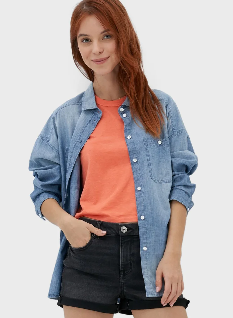 American Eagle Pocket Detail Denim Shirt