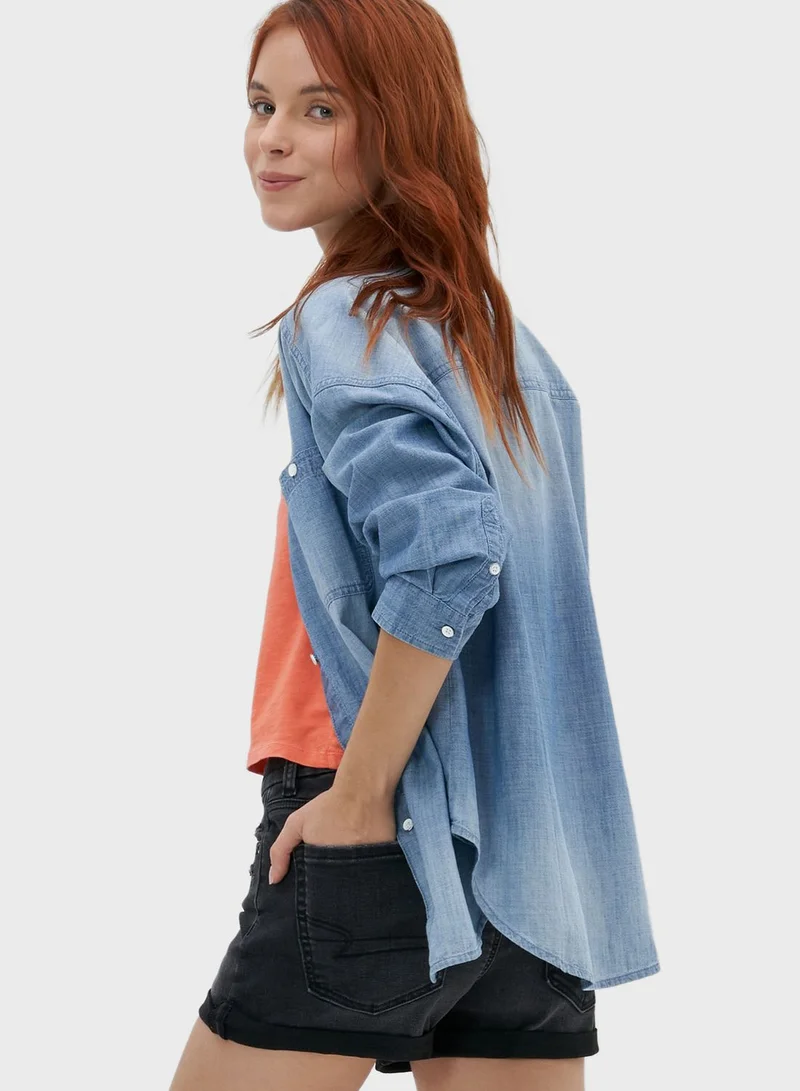 American Eagle Pocket Detail Denim Shirt