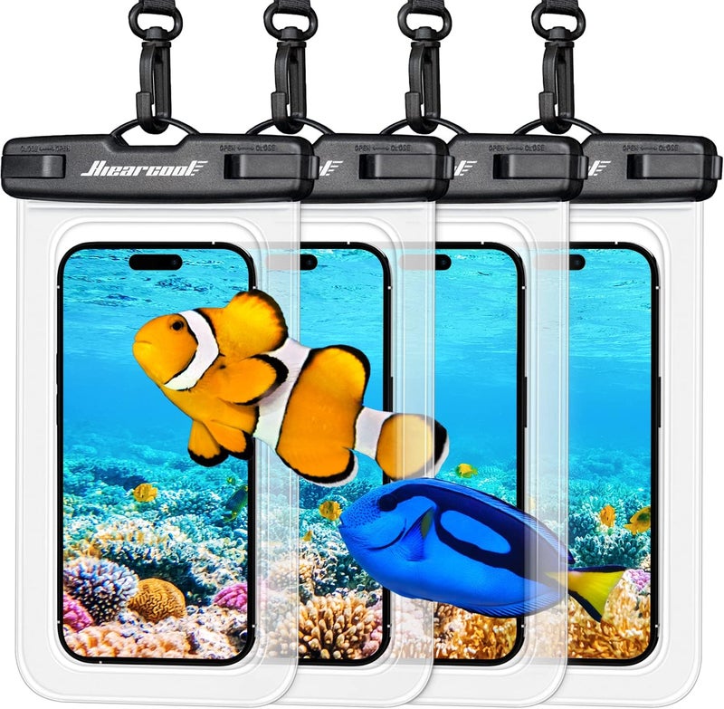 Hiearcool Waterproof Phone Pouch, Waterproof Phone Case, IPX8 Cellphone Dry Bag Compatible for iPhone 17 16 15 14 13 Pro Max Plus Cellphone Up to 8.3", Beach Essentials for Travel-Clear-4Pack - Image 1