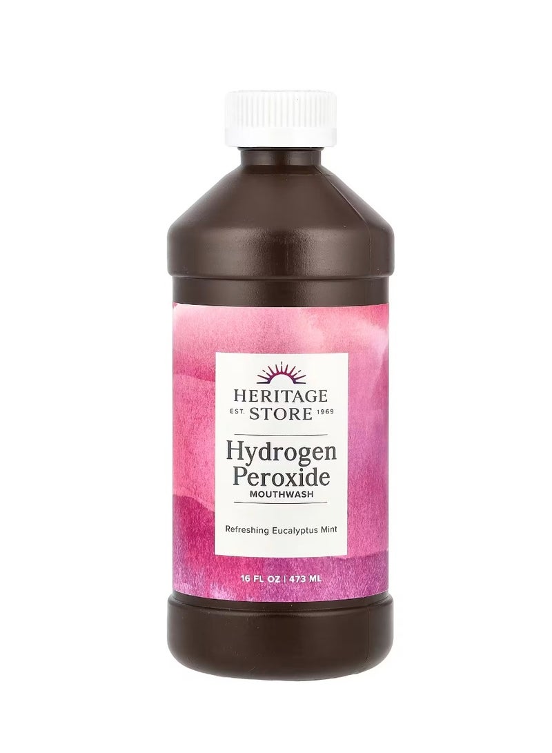 هيرتدج ستور غسول الفم ببيروكسيد الهيدروجين والأوكالبتوس المنعش والنعناع 16 أونصة سائلة (473 مل) - Image 1