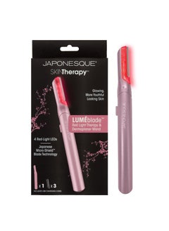 JAPONESQUE SKINTherapy LumeBlade Facial Dermaplane Razor with Soothing Red Light Therapy at the Blade Includes 2 Replacement Blades