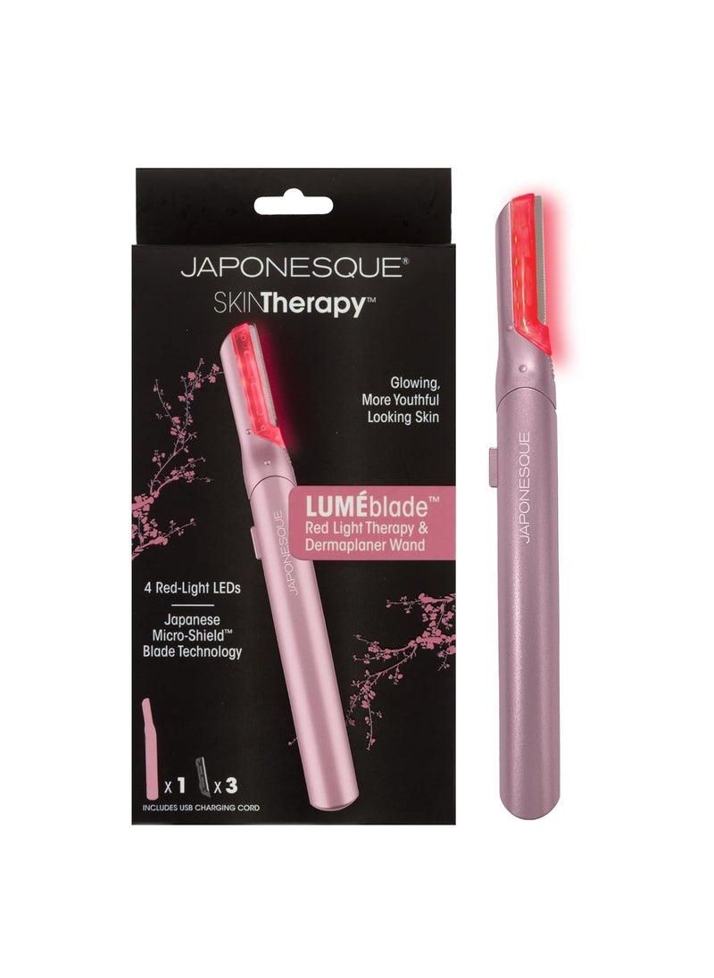 Japonesque - JAPONESQUE SKINTherapy LumeBlade Facial Dermaplane Razor with Soothing Red Light Therapy at the Blade Includes 2 Replacement Blades - Image 1