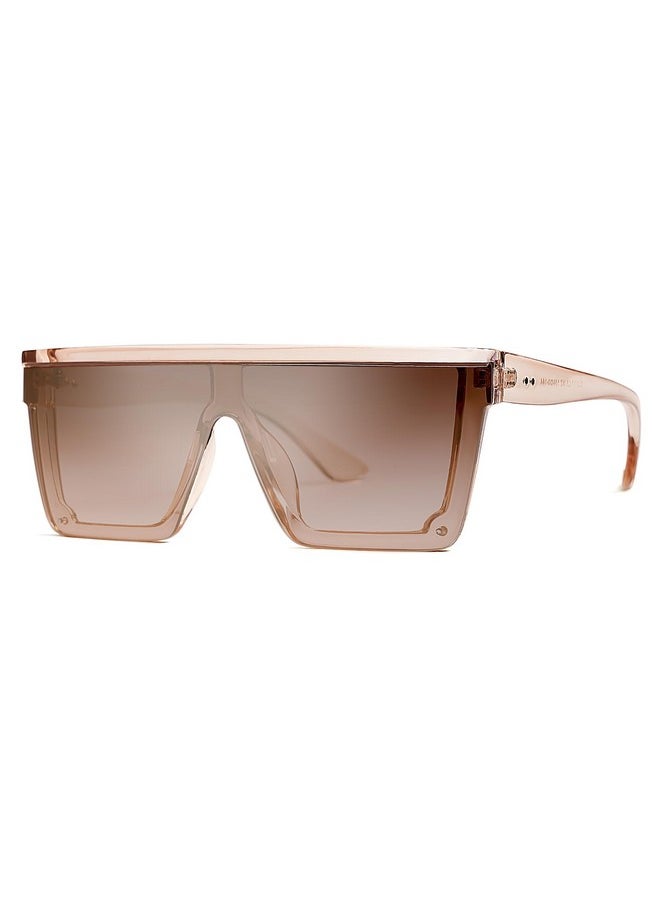 Sojos Square Big Sunglasses Women Thick Frame Flat Top Mirrored Sunnies Shades Goggle Siamese Lens Sj2117 With Crystal Brown Frame/Gradient Brown Lens  - Image 1