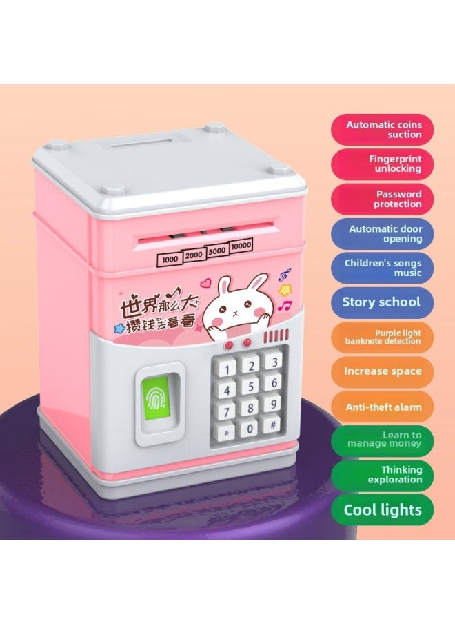 Generic Children's Password Storage Money Can Simulation Fingerprint Sensor Unlock Music Early Education Creative Gifts ATM Automatic Roll Money-Color:830 Money Saving Rabbit-charging [stories/music]  - Image 2