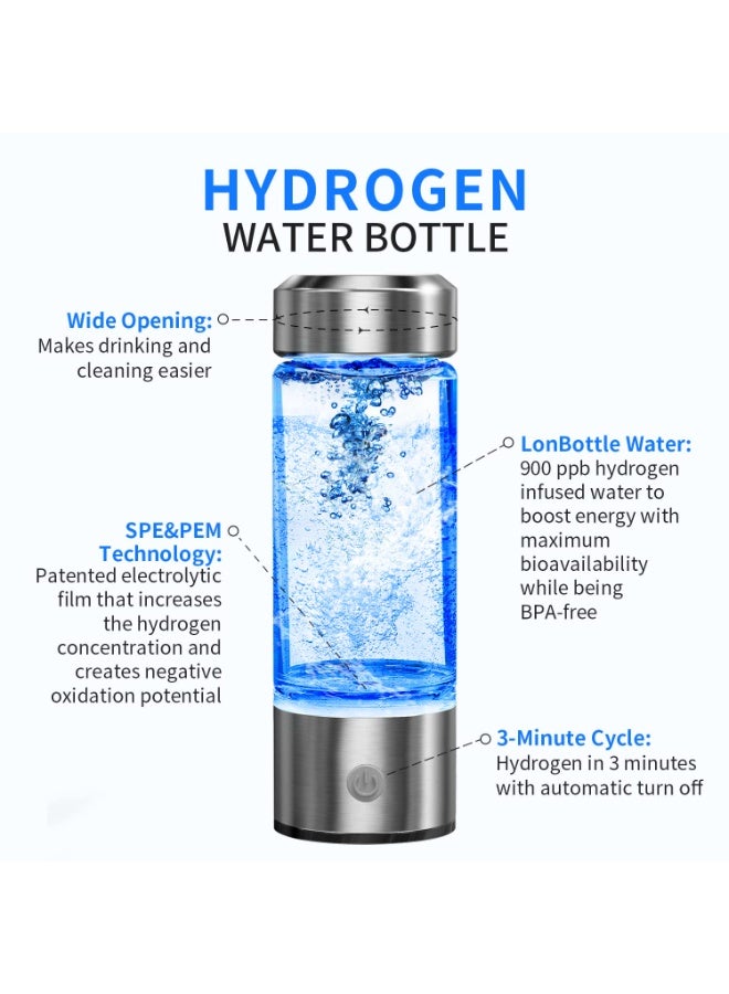 Portable Hydrogen Water Generator with SPE and Pem Technology, Rechargeable Portable Glass Hydrogen Water Generator Bottle - Image 3