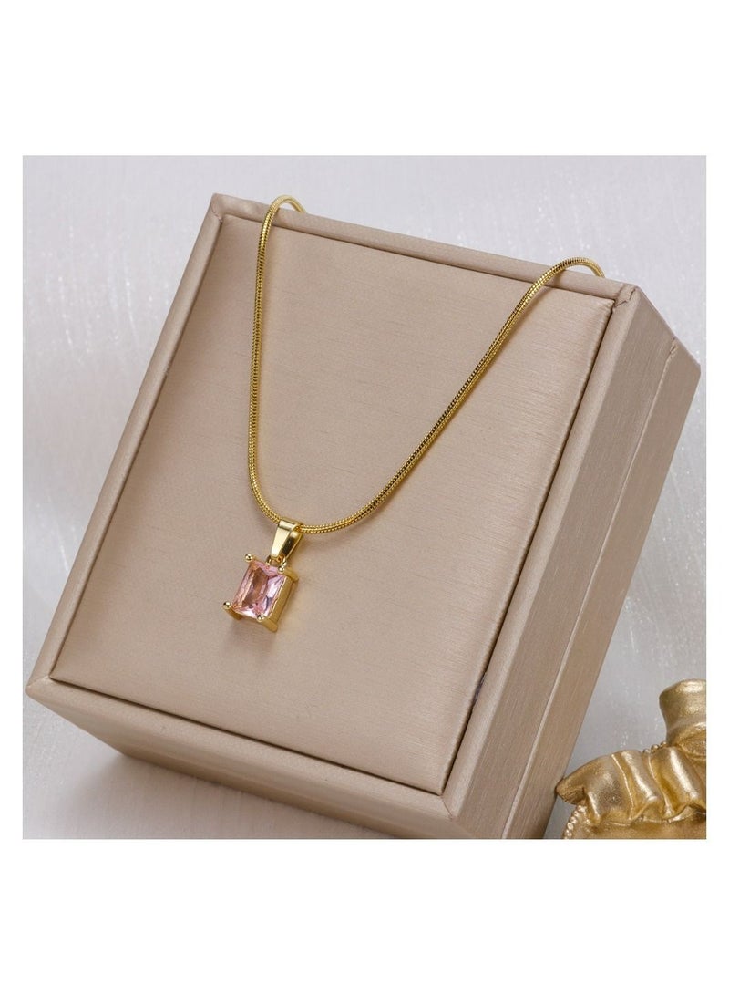 Kenzs 18k Pink Opal Snake Necklace - Image 1