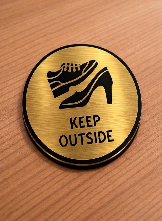 لافتة "BerryBox Premium Brush Gold Finish Acrylic Keep Outside Door Sign" سهلة التركيب بشريط لاصق ذاتي، مناسبة للفنادق والمكاتب والمنتجعات والجمعيات والشركات. - Image 3