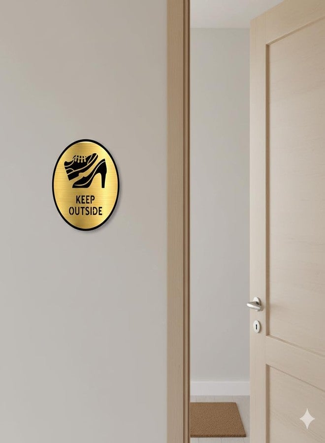 لافتة "BerryBox Premium Brush Gold Finish Acrylic Keep Outside Door Sign" سهلة التركيب بشريط لاصق ذاتي، مناسبة للفنادق والمكاتب والمنتجعات والجمعيات والشركات. - Image 4
