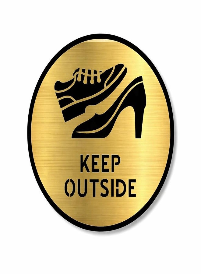 لافتة "BerryBox Premium Brush Gold Finish Acrylic Keep Outside Door Sign" سهلة التركيب بشريط لاصق ذاتي، مناسبة للفنادق والمكاتب والمنتجعات والجمعيات والشركات. - Image 1