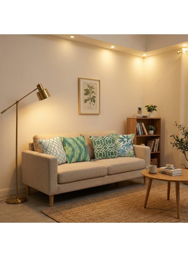 AuliceVerse Ramadan Home Essential –Set of 4 Green Floral Short Plush Pillow Covers 18x18 Inch Decorative Cushion Cases for Sofa Couch Bed Living Room Home Decor - Image 3