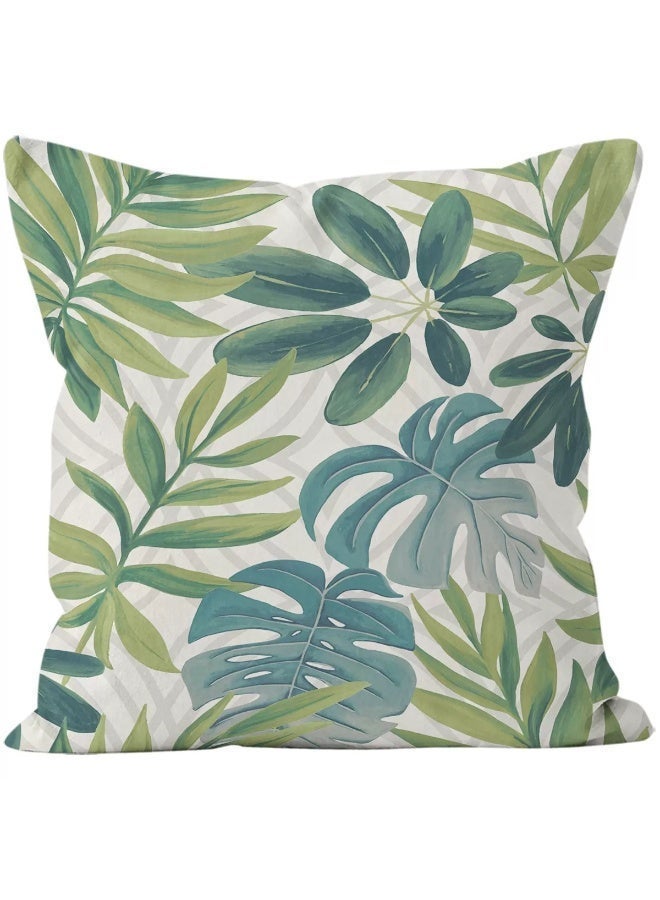 AuliceVerse Ramadan Home Essential –Set of 4 Green Floral Short Plush Pillow Covers 18x18 Inch Decorative Cushion Cases for Sofa Couch Bed Living Room Home Decor - Image 5