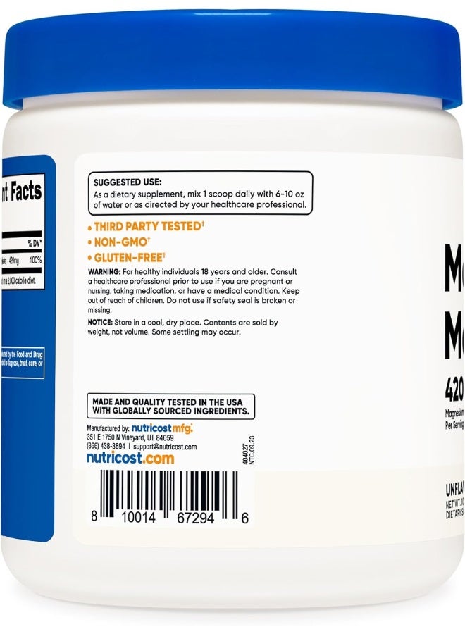 Nutricost Magnesium Malate Powder (300g) - 420mg of Magnesium Per Serving - Non-GMO, Gluten Free - Image 4