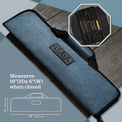 Asaya Chef Knife Roll Bag - 12 Pockets for Knives and Kitchen Utensils - Lightweight, Durable, and Stain Resistant Nylon - Perfect for the Traveling Chef - Knives not Included - Image 3